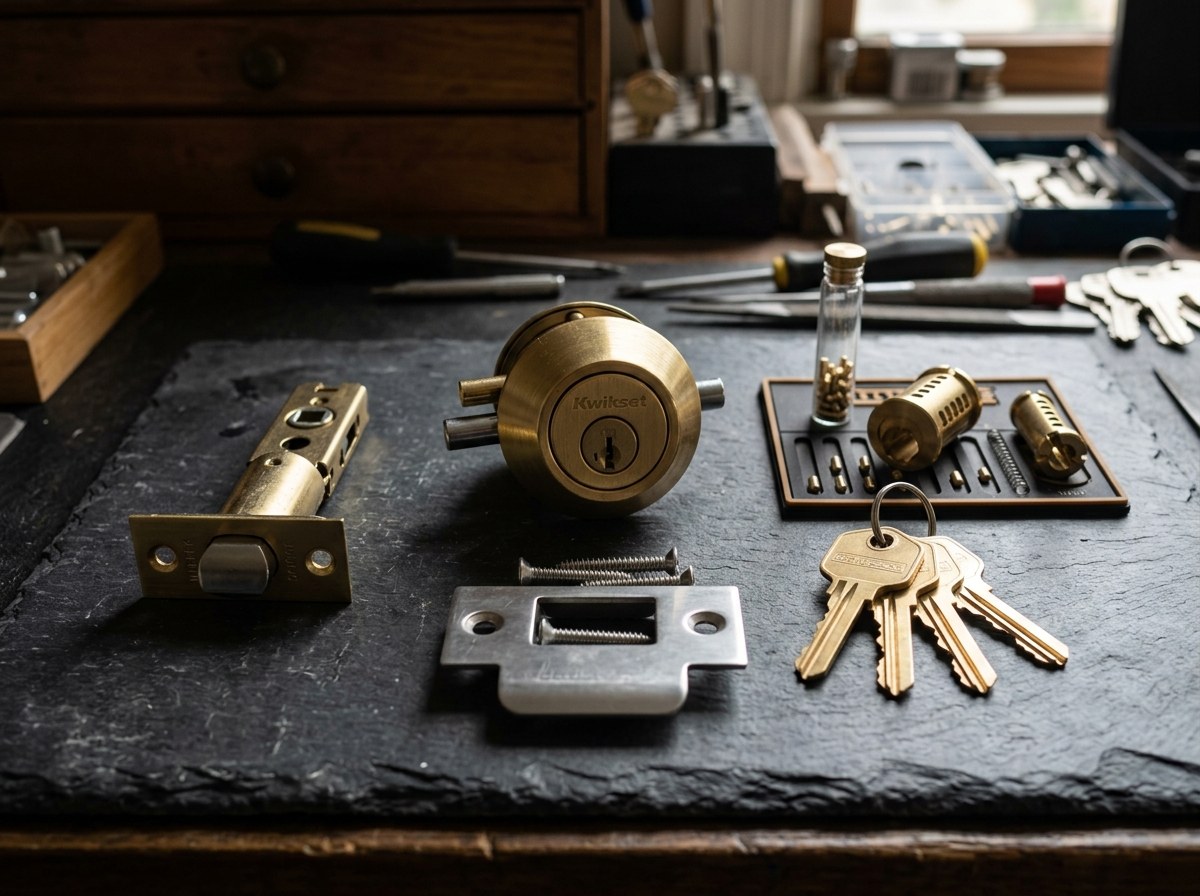 High-security solid brass lock hardware and key components